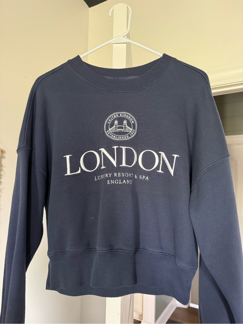 Abercrombie & Fitch Navy and White Striped Polo Top and cropped Sweatshirt